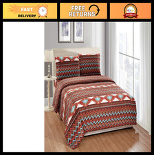 Rustic Southwestern Bed Sheet Set, Navajo Tribal Patterns, Turquoise Brown, Ca