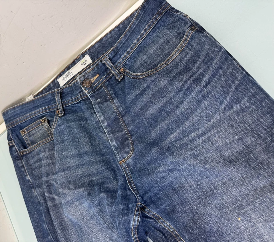 Pantalones de mezclilla Burton para hombre talla 34S 34X27 azul oscuro botón mosca pierna recta calce medio Foto 4 de 4