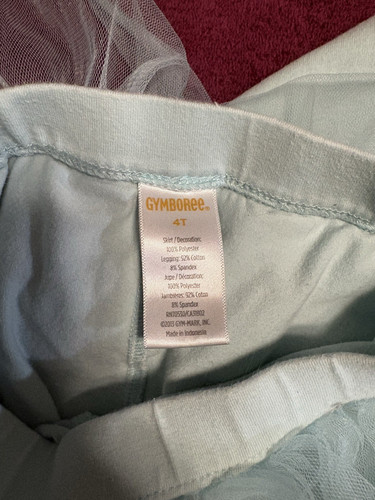 Gymboree Girls Light Blue Tutu Leggings with Pink Pom Poms Size 4T
