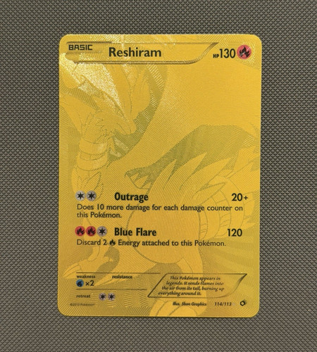 Pokémon Reshiram Full Art Holo Secret Rare Legendary Treasures 2013 114/113