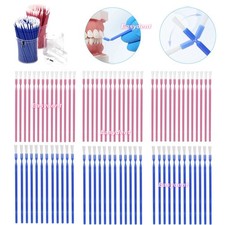 100Pc/box Dental Long Shank Disposable Bendable Micro Brush Applicator Pink/Blue