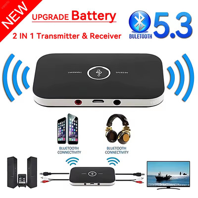 Bluetooth 5.3 Transmitter Receiver 2in1 Aux Audio Adapter TV Headphones