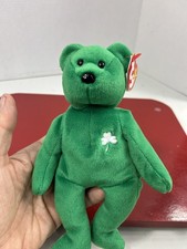 Vintage Ty Beanie Baby Erin 1997 Green Shamrock Bear Plush Stuffed Animal Tag