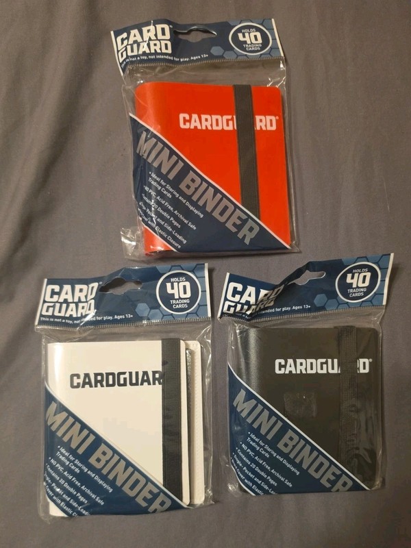 CARDGUARD Mini Binders, Pokemon Etc  Holds 40 Each White, Black & Red LOT OF 3