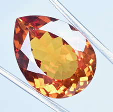 32.55 Ct Natural Imperial Topaz Pear Untreated Certified Flawless Loose Gemstone