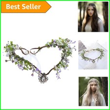 Handmade Floral Crown Headpiece with Adjustable Ribbon for Weddings  Festivals