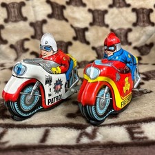 Tinplate tinplate motorcycle vintage Showa retro toy wind-up approximately 12