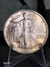 1990 Silver American Eagle 1 oz with Purple/Gold Toning