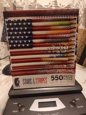 Ceaco 550pc STARS and STRIPES Political Campaign Buttons Flag Puzzle -NEW SEALED