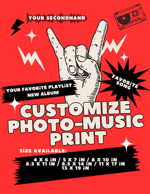 customize photo music print same day shipping Multiple sizes