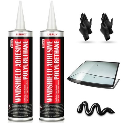 [2 Pack] Polyurethane Windshield Adhesive, Windshield Sealant Black - High Bo...