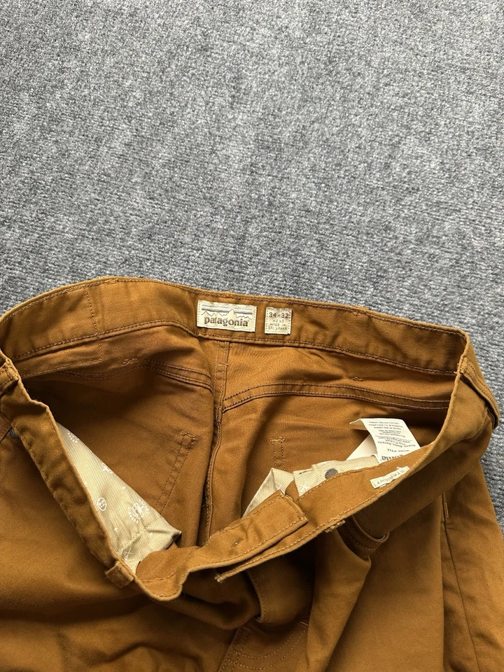 Mens Cotton Patagonia Brown Straight Workwear Pants Made in Sri Lanka Size 34x32 - Image 4 of 4