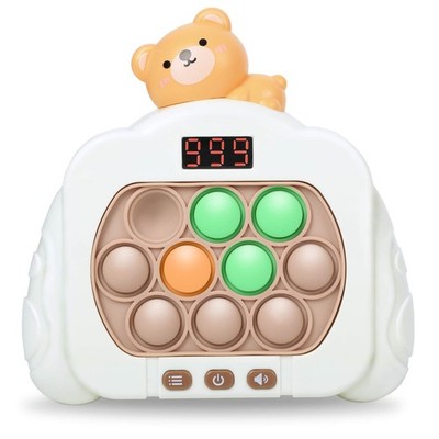 Quick Push Pop Game Fidget Toys, 12 Modes LED Screen Light Up Medium, Brown 