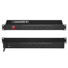 19" 1U PDU 12 Outlets Rack Mount Power Strip Surge Overload Protection