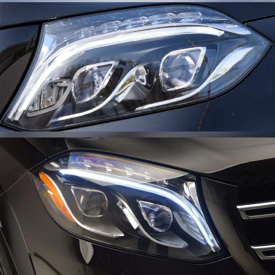 一对车头灯镜头盖透明适用于梅赛德斯奔驰 GLS X166 GLS450 GLS550 16-19 — 第 2/4 张图片