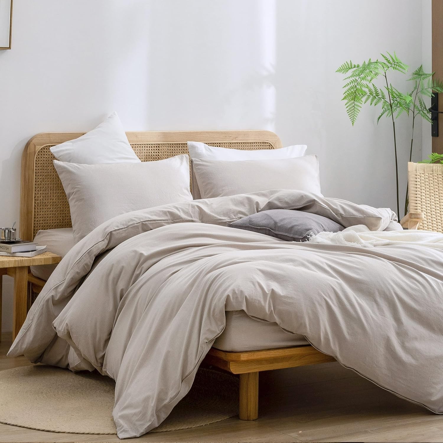 Beige  Cotton  Duvet Cover And 2 Pillowcases  in king, Queen and other size.
