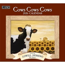 Lang Cows Cows Cows 2026 Wall Calendar by Lowell Herrero, 13.4'' X 12''
