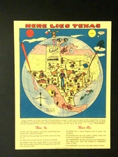 US Postcards: 1950s Vintage Humor "Texas Brags"; Litho, Oversize 10½"x8"; Unused