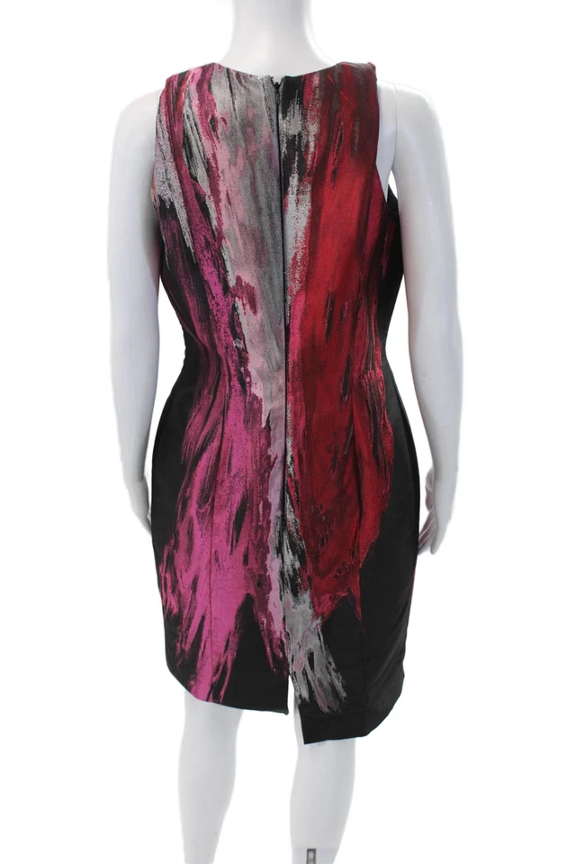 Vestido para mujer Carmen Marc Valvo abstracto texturizado sin mangas multicolor talla 8 Foto 3 de 4