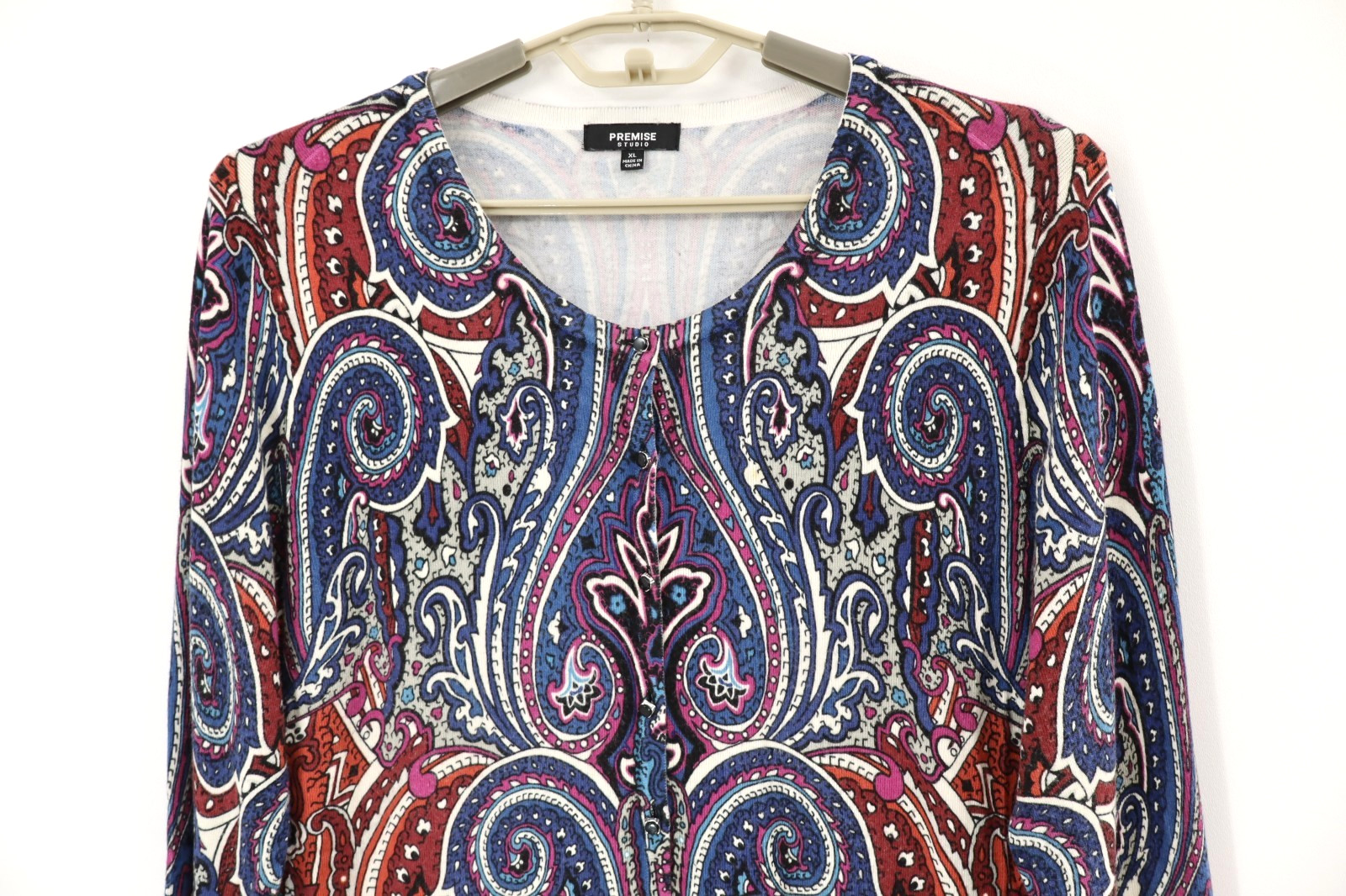 PREMISE STUDIO Women's Rayon Nylon Cardigan Sweater 3/4 Sleeve Paisley Size XL image 3