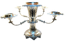 Monumental 14" Antique Victorian Epergne Centerpiece Heavy Old Sheffield Plate