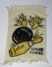 Bowling Spare Towel VTG 60s 70s Sayco 100% Cotton Ball Personalized 16”x11” USA