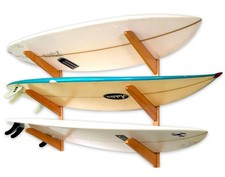 Timber Surfboard Wall Rack, Holds 3 Surfboards, Wood Home Storage Mount Syste...