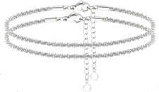 Dainty Layered Waterproof Women'S Anklets Beach Ankle Bracelets Women Silver 