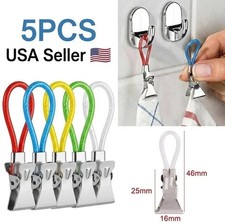 5pcs Tea Towel Clips Hanging Loops Metal Clamps Kitchen Bathroom Dish Cloth Hook