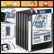 24-Pocket Presentation Binder, 8.5x11 Plastic Sleeves, Black Portfolio for Docum