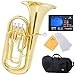 Mendini MEP-L Lacquer Brass B Flat Euphonium with Stainless Steel Pistons, Gold