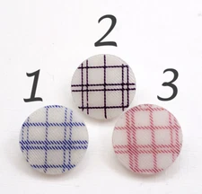 Choice: Antique China Buttons w/ Inserted 2-Way Self Shank ~ Pattern #3 Plaid