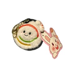 Smiling Sushi Roll Plush Backpack Clip Key Chain Ring Fob Face Food