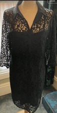 Wallis Stunning black lacy dress has a slip underneath, knee length Size  14