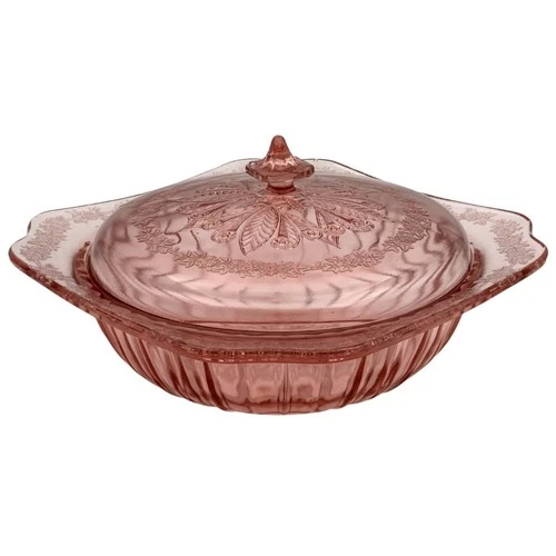 Jeannette ADAM Pink Depression Glass Square Covered Serving Vegetable Bowl Lid