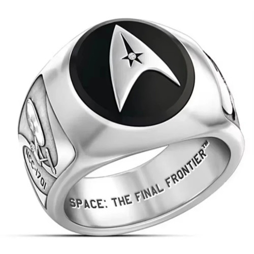 Nueva moda europea y americana logotipo de Star Trek blanco con incrustaciones de circón - Imagen 5 de 24