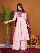 Kurti With Pent Duppata Set Ethnic Look Indian Synthetic Soft Women Treditional