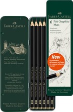 Faber-Castell Pitt Graphite Matte Pencil 1 Count Pack of 6 , Multiple color
