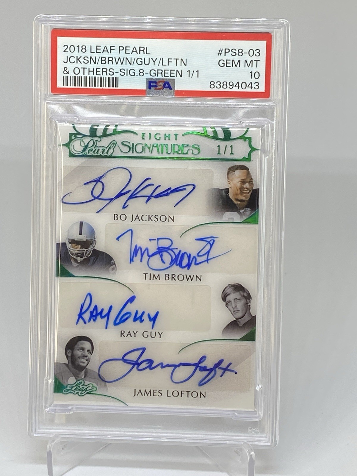 Bo Jackson Las Vegas Raiders Fred Biletnikoff Tim Brown PLUNKETT CASPER GUY AUTO 1/1 PSA 10 POP 1 