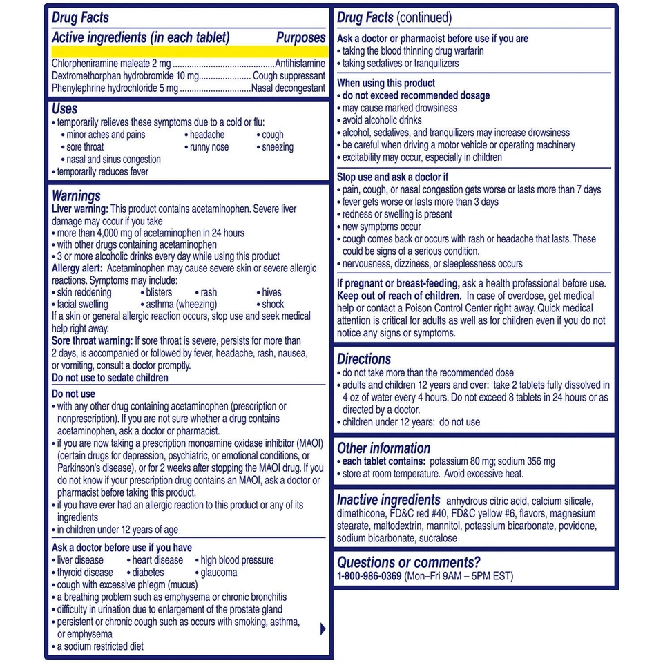 Alka-Seltzer Plus Resfriado Severo y Gripe Cítricos 72 Comprimidos Efervescentes Un Año+ Foto 2 de 4