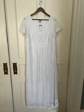 Catherines Lace Boho Maxi Dress Womens Size 0X or 14/16W White Cottagecore