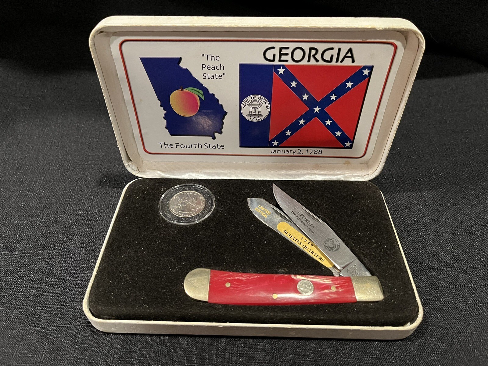 Limited Edition statehood pocket knife with quarter coin & case