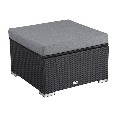Outdoor wicker ottoman in Black - Picture 4 of 5
