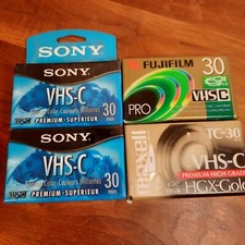 Lot of 4 VHS-C 30 min tapes SONY Maxwell Fujifilm