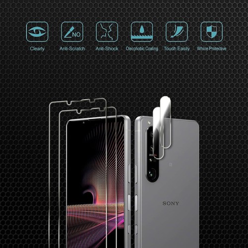 Screen Protector For Sony Xperia 1/5/10 /IV/ III / V VI + Camera Tempered Glass - Picture 2 of 12