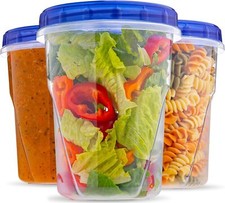 Plastic Food Deli Containers With Twist Top Lids - 32 Oz 3 Pack Soup