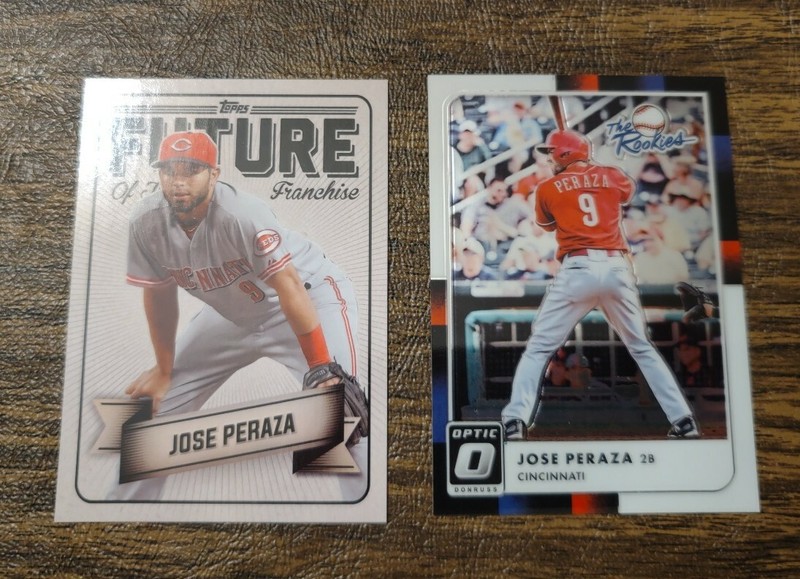 Jose Peraza 2016 Rookie Insert Lot (2) - Topps Bunt, Optic REDS