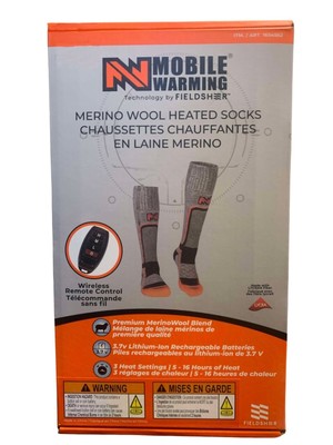 Mobile Warming Merino Wool Heated Socks Unisex Large with Wireless Remote
