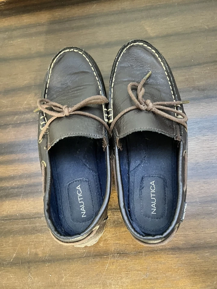 NAUTICA Juvenil Talla 3 Marrón "Spinnaker" Niños Zapatos de Barco Con Cordones Mocasines Informales Foto 3 de 4