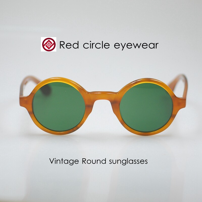 Round green sunglasses men's artists round gold acetate